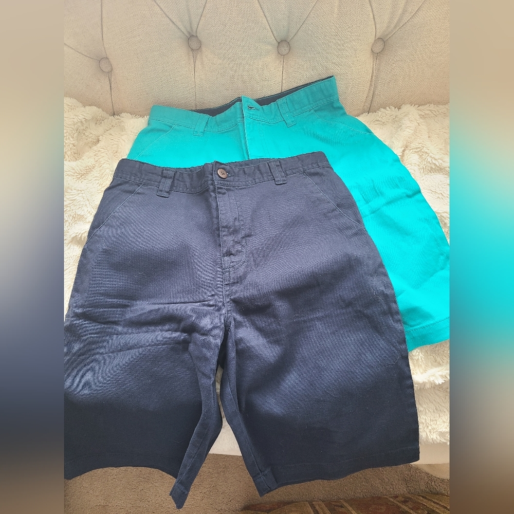 Wonder Nation boys size 16 uniform pants, bundle of 2, navy & turquoise.